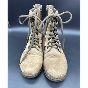 Betsey Johnson Leather Boots Litzlo Ruffle Steampunk Granny Combat Booties 8